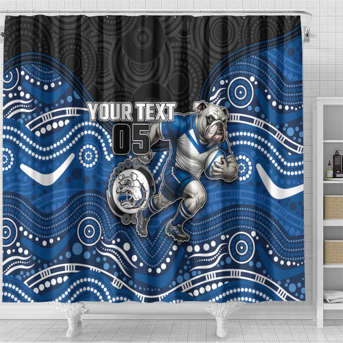 Custom Bulldogs Shower Curtain Dog Mascot With Aboriginal Indigenous