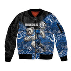 Custom Bulldogs Sleeve Zip Bomber Jacket Dog Mascot With Aboriginal Indigenous