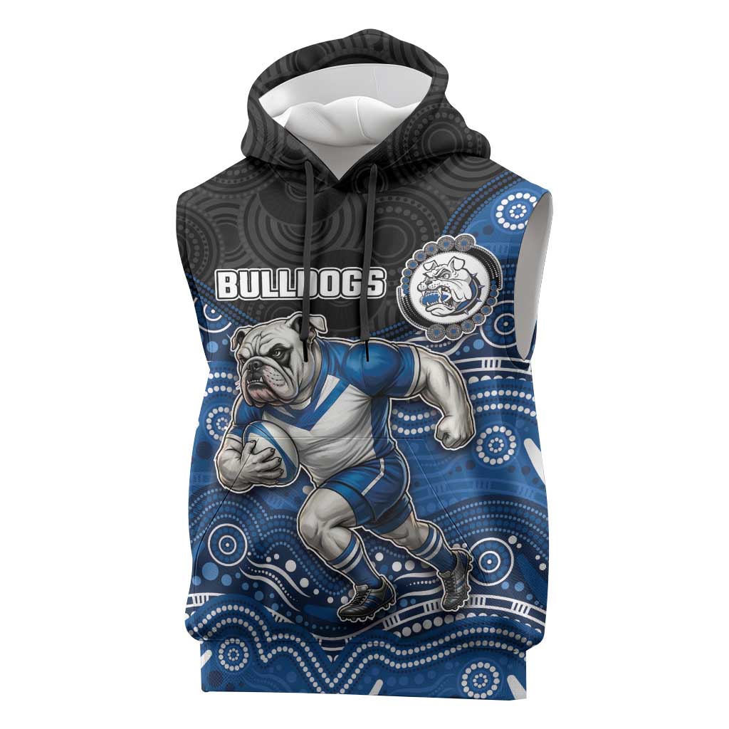 Custom Bulldogs Sleeveless Hoodie Dog Mascot With Aboriginal Indigenous