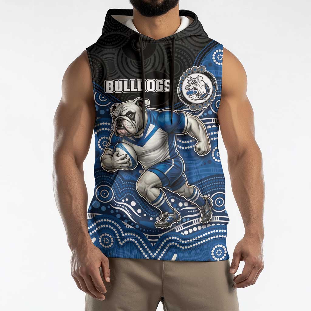 Custom Bulldogs Sleeveless Hoodie Dog Mascot With Aboriginal Indigenous