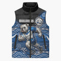 Custom Bulldogs Sleeveless Puffer Jacket Dog Mascot With Aboriginal Indigenous
