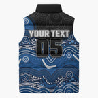 Custom Bulldogs Sleeveless Puffer Jacket Dog Mascot With Aboriginal Indigenous