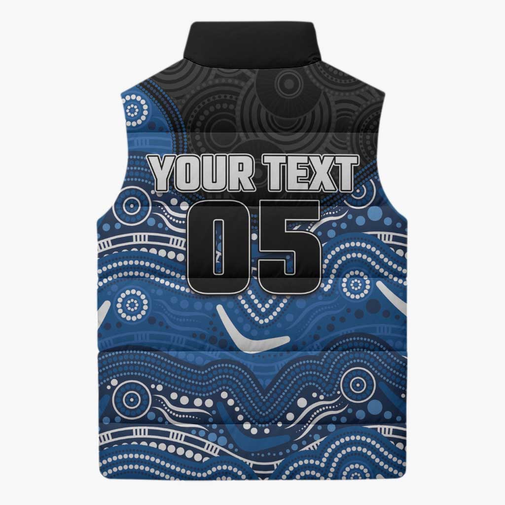 Custom Bulldogs Sleeveless Puffer Jacket Dog Mascot With Aboriginal Indigenous