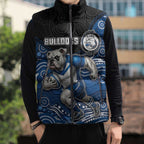 Custom Bulldogs Sleeveless Puffer Jacket Dog Mascot With Aboriginal Indigenous