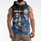 Custom Bulldogs Sleeveless Zip Hoodie Dog Mascot With Aboriginal Indigenous