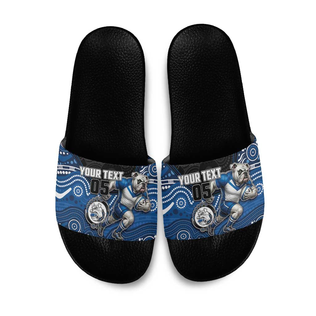 Custom Bulldogs Slide Sandals Dog Mascot With Aboriginal Indigenous