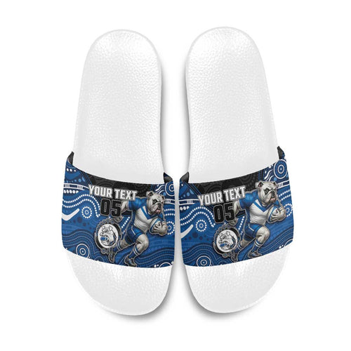 Custom Bulldogs Slide Sandals Dog Mascot With Aboriginal Indigenous