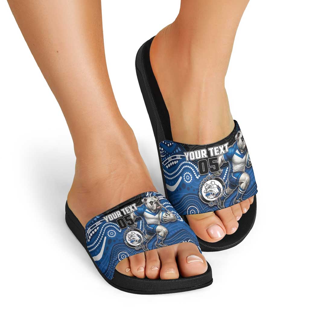 Custom Bulldogs Slide Sandals Dog Mascot With Aboriginal Indigenous