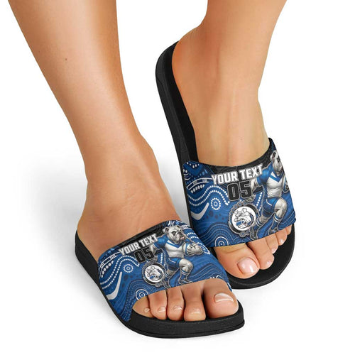 Custom Bulldogs Slide Sandals Dog Mascot With Aboriginal Indigenous