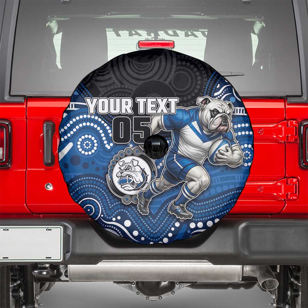 Custom Bulldogs Spare Tire Cover Dog Mascot With Aboriginal Indigenous