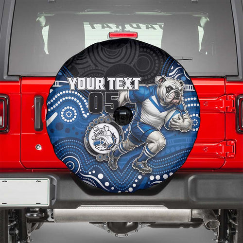 Custom Bulldogs Spare Tire Cover Dog Mascot With Aboriginal Indigenous