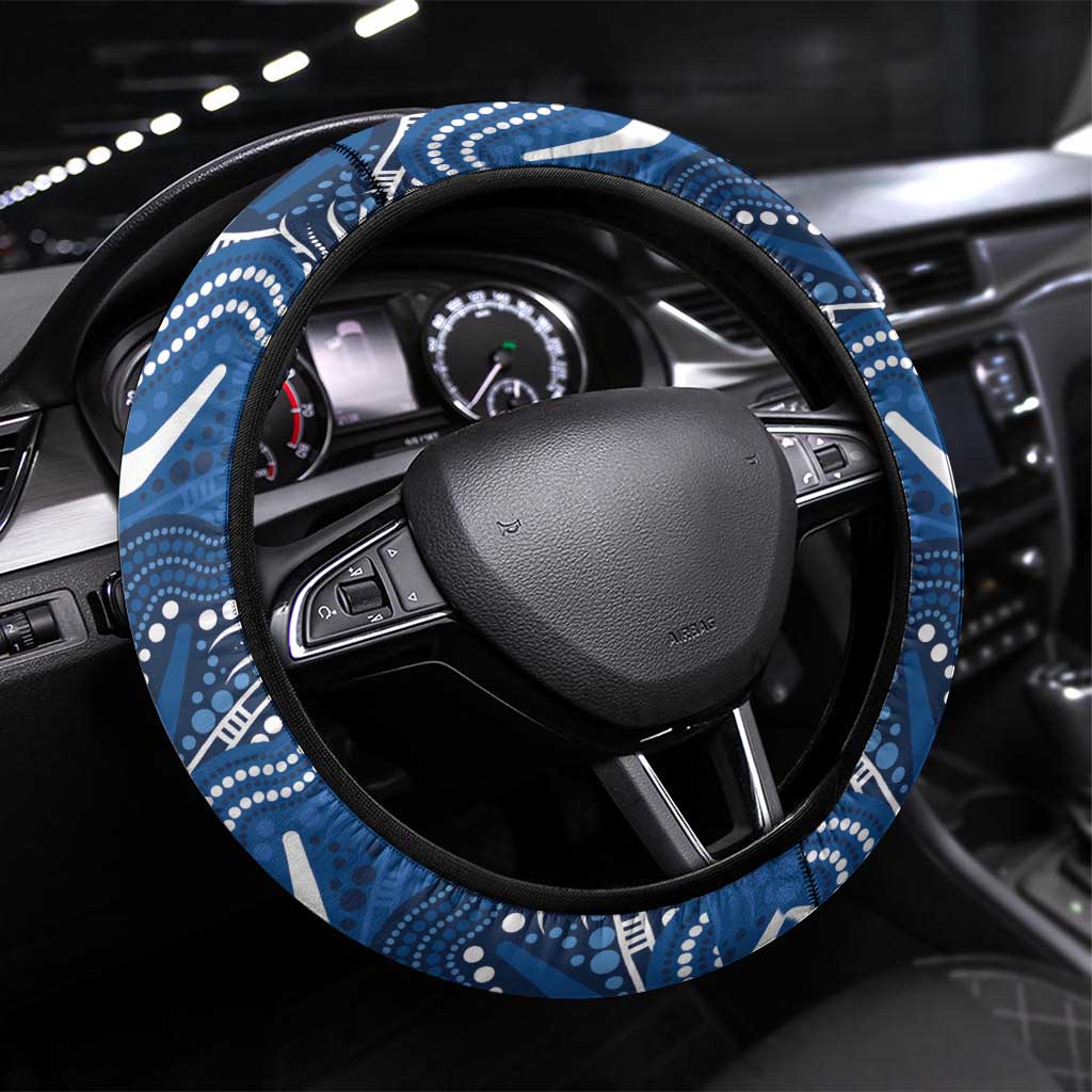 Bulldogs Steering Wheel Cover Dog Mascot With Aboriginal Indigenous