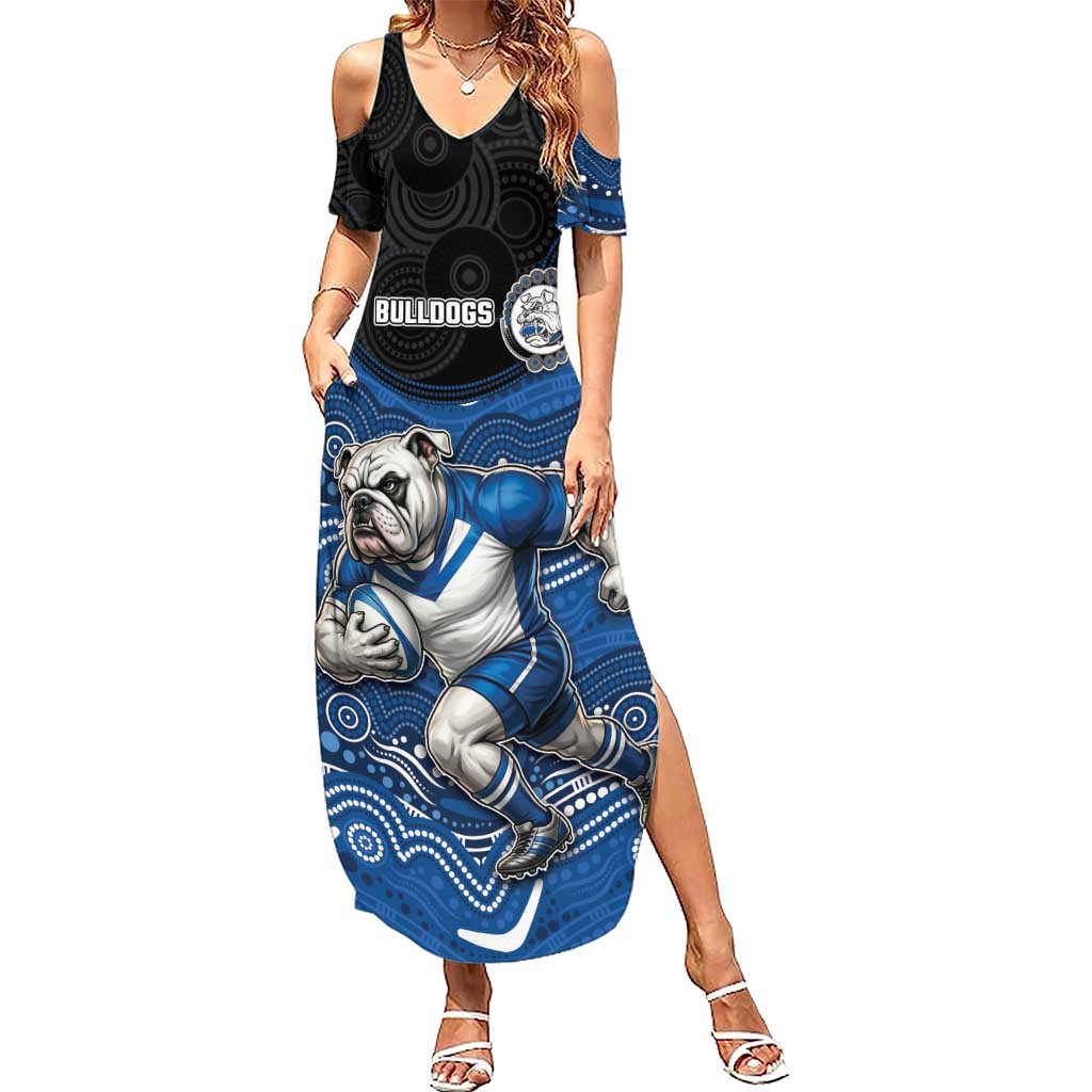 Custom Bulldogs Summer Maxi Dress Dog Mascot With Aboriginal Indigenous