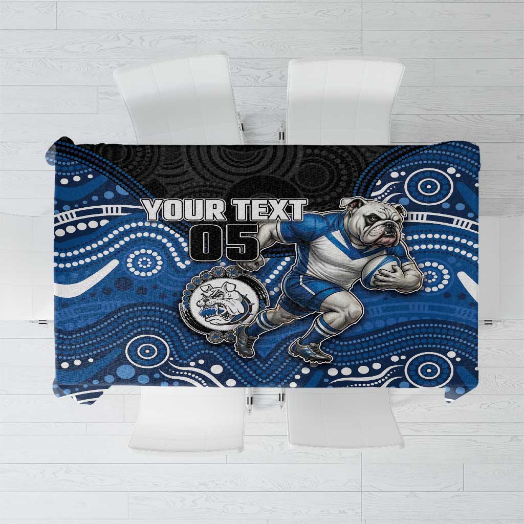 Custom Bulldogs Tablecloth Dog Mascot With Aboriginal Indigenous