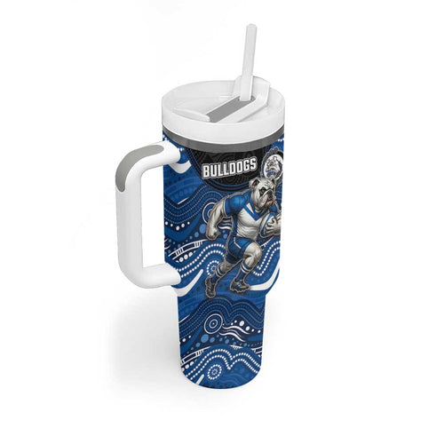 Custom Bulldogs Tumbler With Handle Dog Mascot With Aboriginal Indigenous