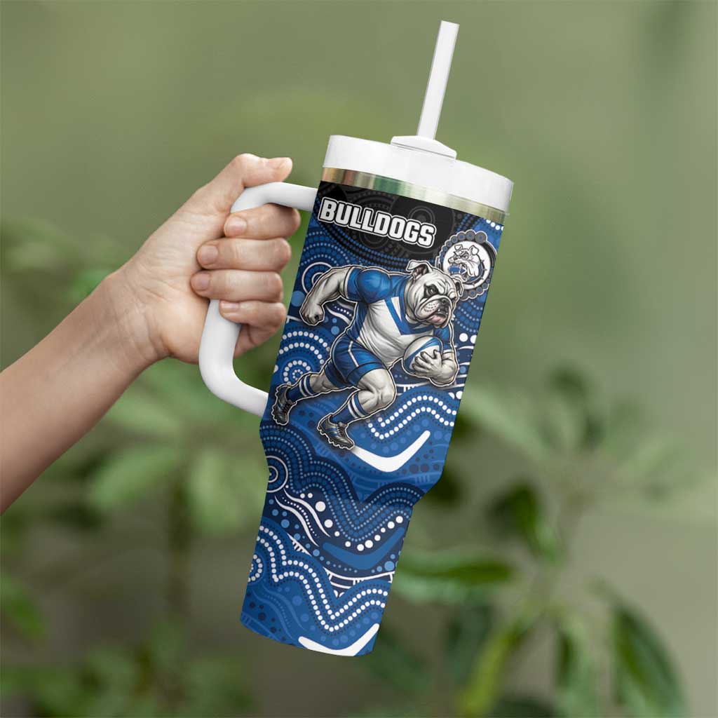 Custom Bulldogs Tumbler With Handle Dog Mascot With Aboriginal Indigenous