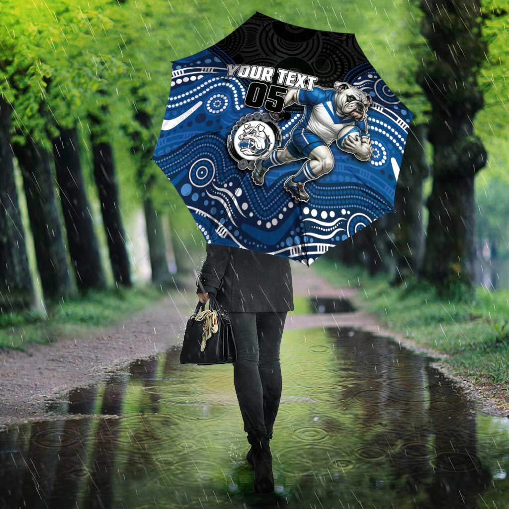 Custom Bulldogs Umbrella Dog Mascot With Aboriginal Indigenous