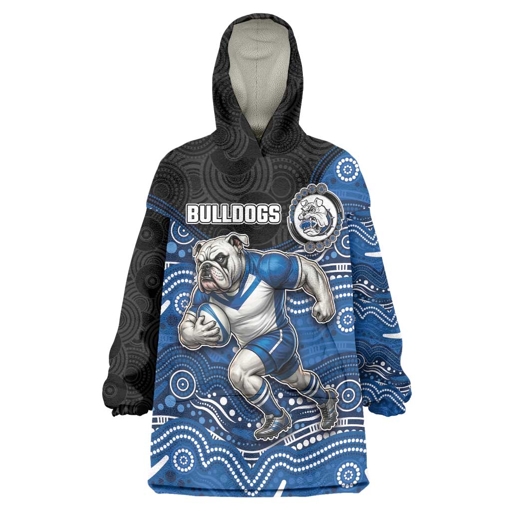 Custom Bulldogs Wearable Blanket Hoodie Dog Mascot With Aboriginal Indigenous
