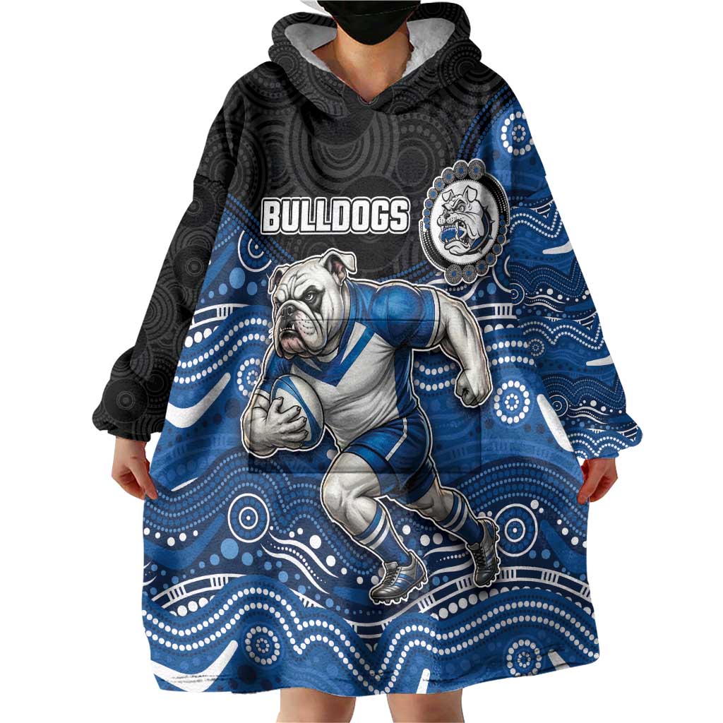 Custom Bulldogs Wearable Blanket Hoodie Dog Mascot With Aboriginal Indigenous