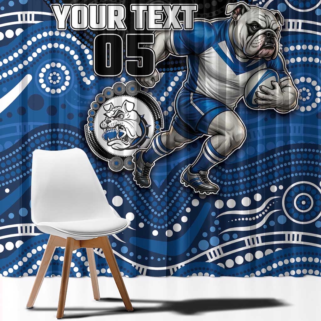 Custom Bulldogs Window Curtain Dog Mascot With Aboriginal Indigenous