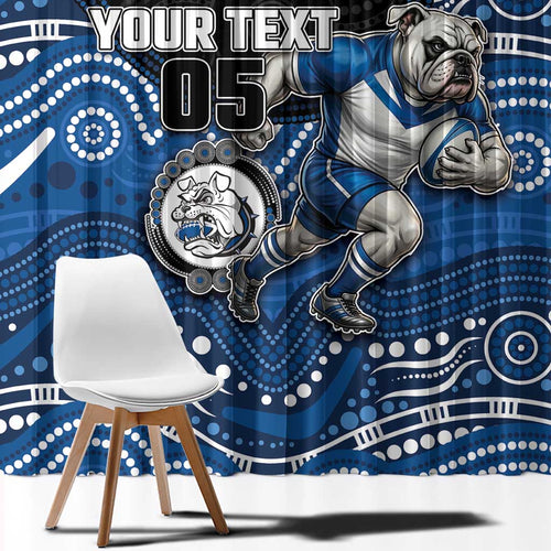 Custom Bulldogs Window Curtain Dog Mascot With Aboriginal Indigenous