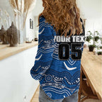 Custom Bulldogs Women Casual Shirt Dog Mascot With Aboriginal Indigenous