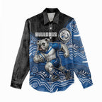 Custom Bulldogs Women Casual Shirt Dog Mascot With Aboriginal Indigenous