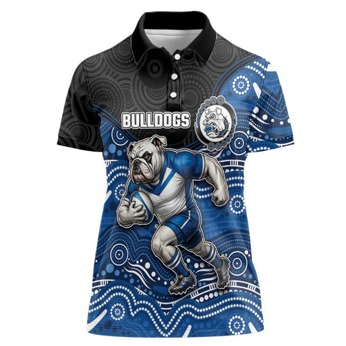 Custom Bulldogs Women Polo Shirt Dog Mascot With Aboriginal Indigenous