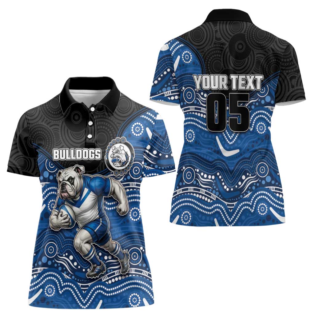 Custom Bulldogs Women Polo Shirt Dog Mascot With Aboriginal Indigenous