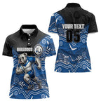 Custom Bulldogs Women Polo Shirt Dog Mascot With Aboriginal Indigenous