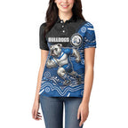 Custom Bulldogs Women Polo Shirt Dog Mascot With Aboriginal Indigenous