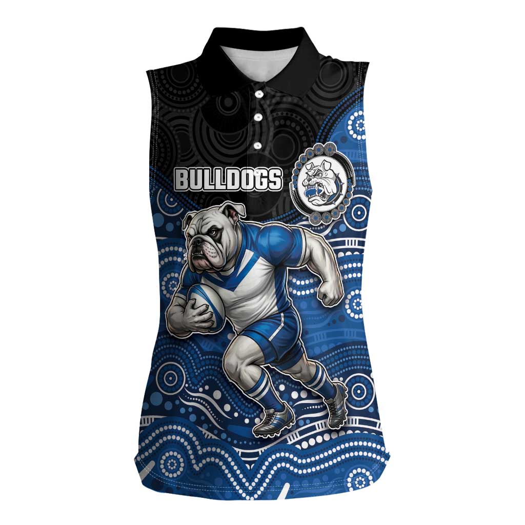 Custom Bulldogs Women Sleeveless Polo Shirt Dog Mascot With Aboriginal Indigenous