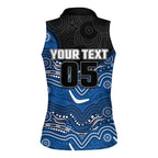 Custom Bulldogs Women Sleeveless Polo Shirt Dog Mascot With Aboriginal Indigenous