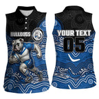 Custom Bulldogs Women Sleeveless Polo Shirt Dog Mascot With Aboriginal Indigenous