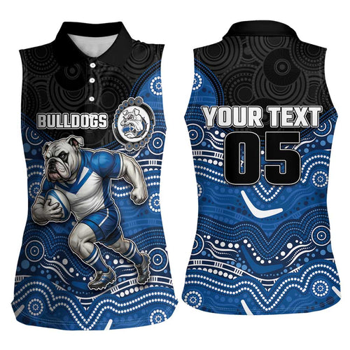 Custom Bulldogs Women Sleeveless Polo Shirt Dog Mascot With Aboriginal Indigenous