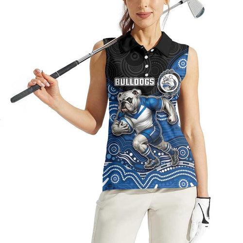 Custom Bulldogs Women Sleeveless Polo Shirt Dog Mascot With Aboriginal Indigenous
