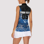 Custom Bulldogs Women Sleeveless Polo Shirt Dog Mascot With Aboriginal Indigenous