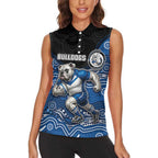 Custom Bulldogs Women Sleeveless Polo Shirt Dog Mascot With Aboriginal Indigenous