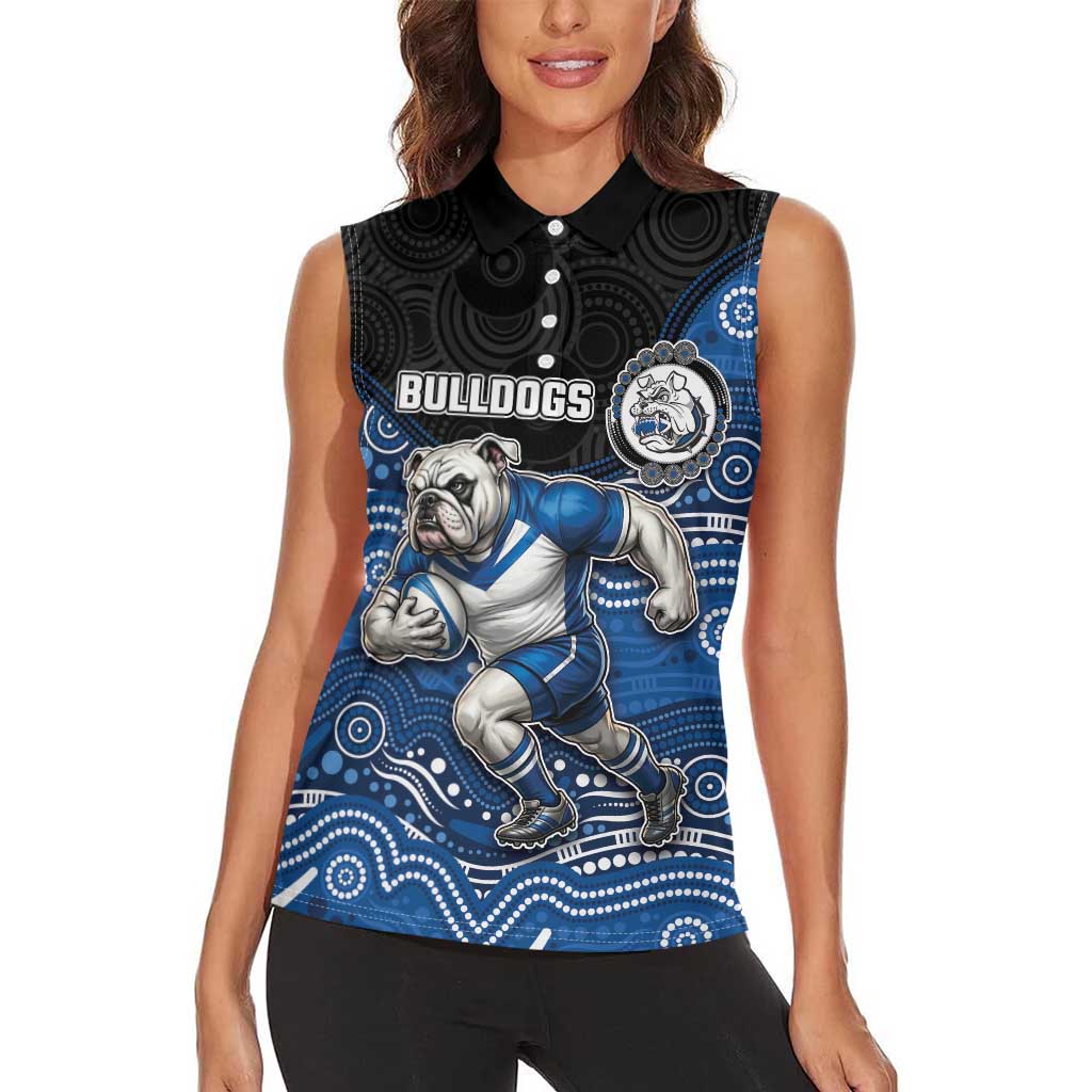 Custom Bulldogs Women Sleeveless Polo Shirt Dog Mascot With Aboriginal Indigenous