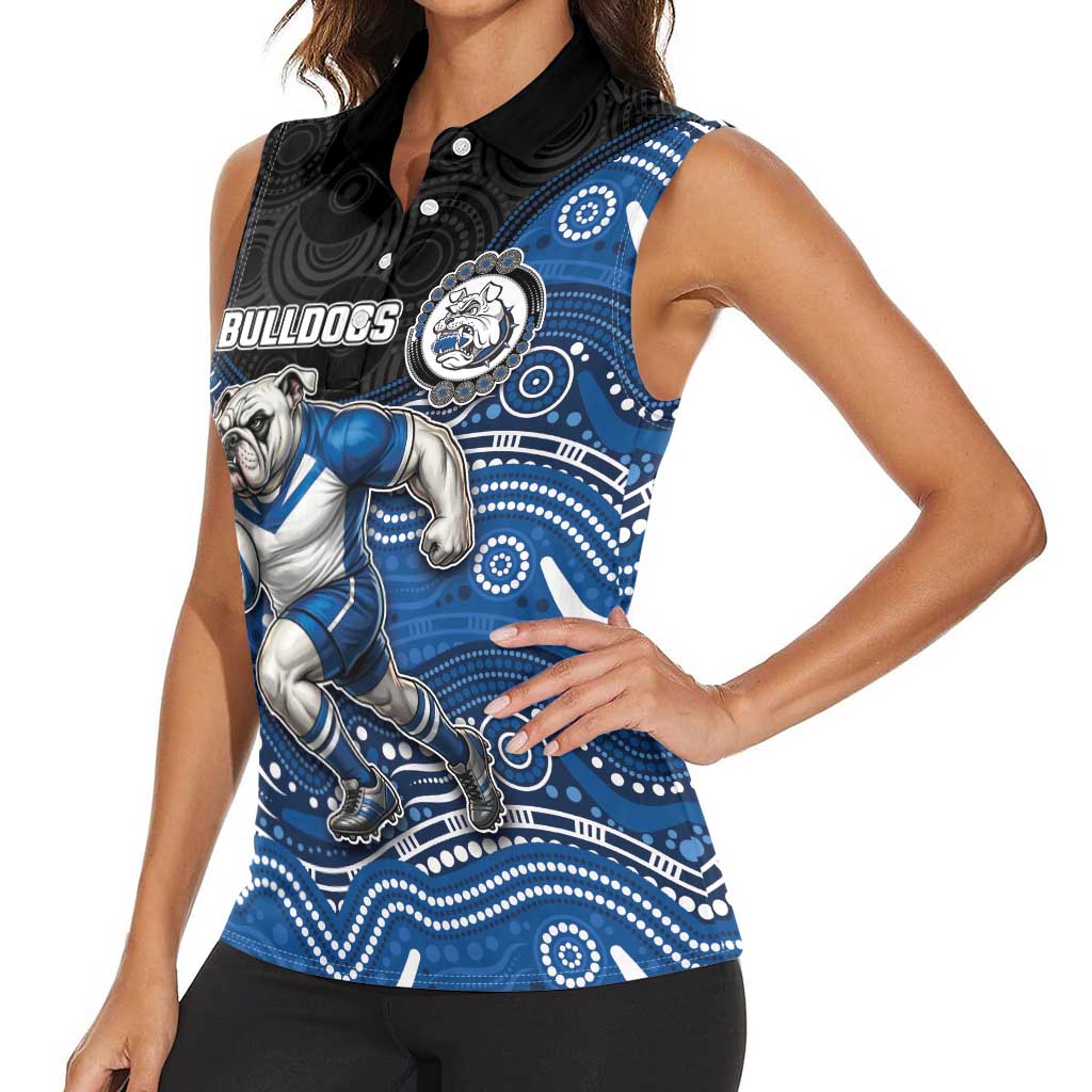 Custom Bulldogs Women Sleeveless Polo Shirt Dog Mascot With Aboriginal Indigenous