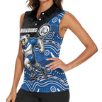 Custom Bulldogs Women Sleeveless Polo Shirt Dog Mascot With Aboriginal Indigenous