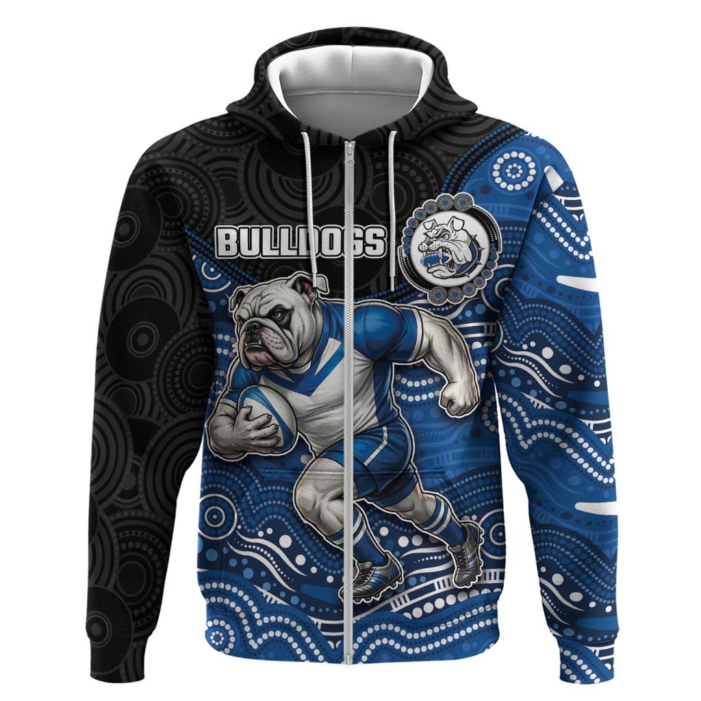 Custom Bulldogs Zip Hoodie Dog Mascot With Aboriginal Indigenous