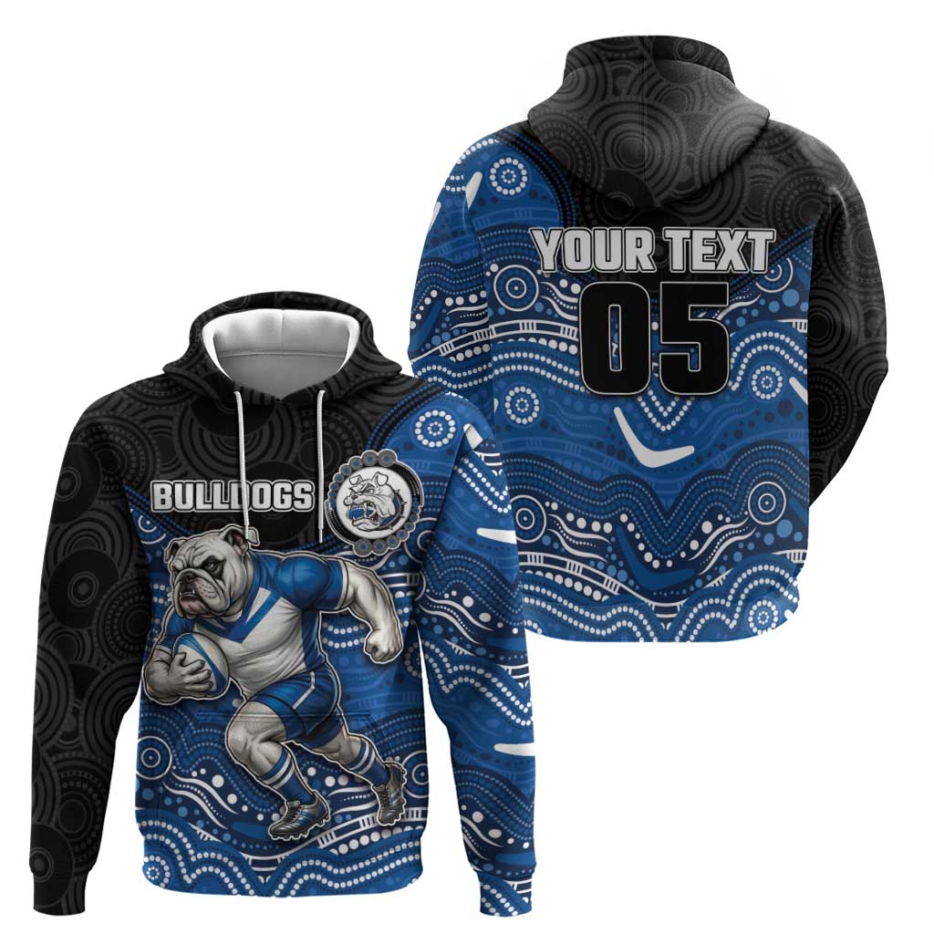 Custom Bulldogs Zip Hoodie Dog Mascot With Aboriginal Indigenous