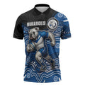 Custom Bulldogs Zipper Polo Shirt Dog Mascot With Aboriginal Indigenous