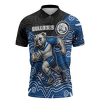 Custom Bulldogs Zipper Polo Shirt Dog Mascot With Aboriginal Indigenous