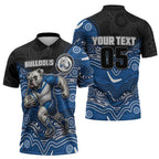 Custom Bulldogs Zipper Polo Shirt Dog Mascot With Aboriginal Indigenous