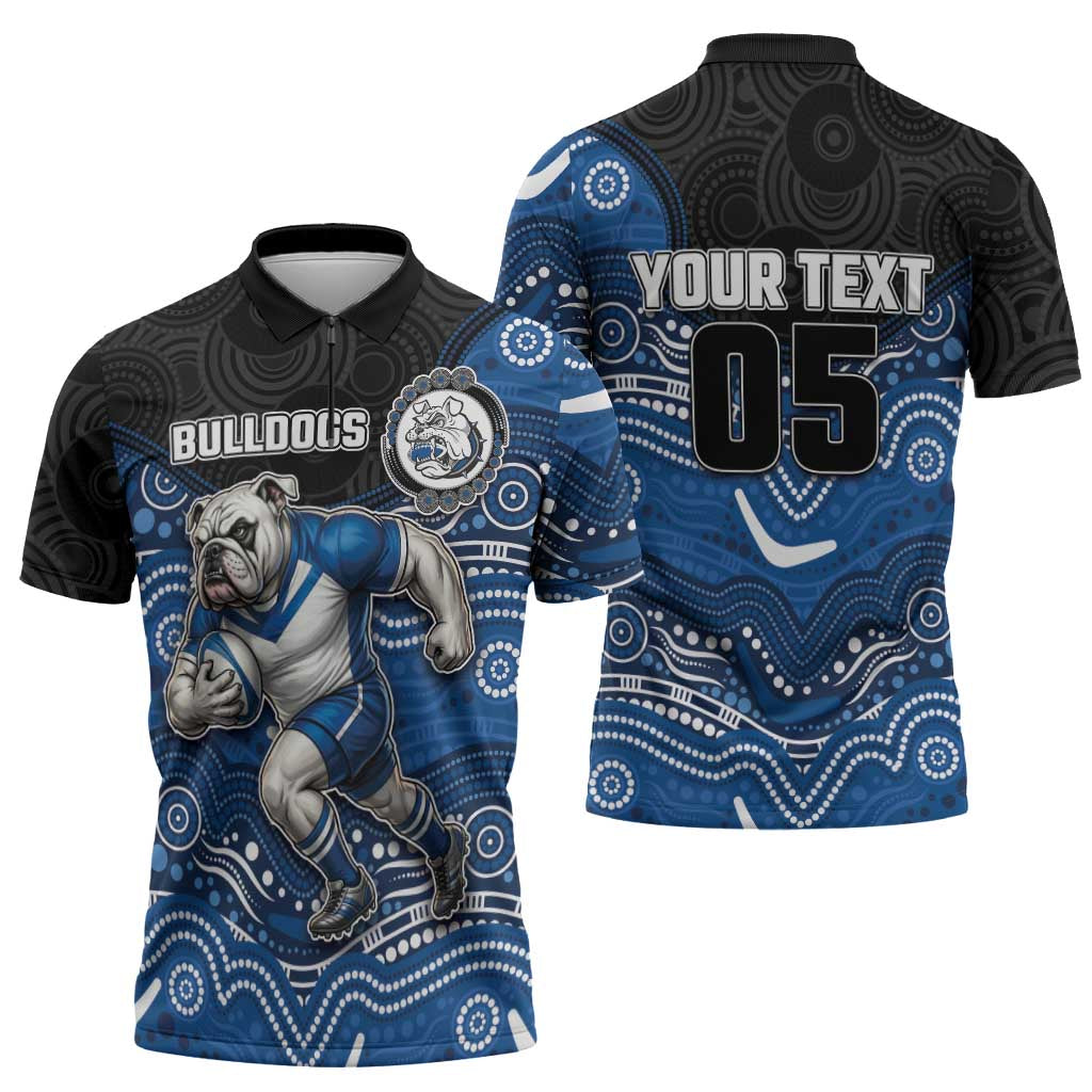 Custom Bulldogs Zipper Polo Shirt Dog Mascot With Aboriginal Indigenous