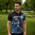 Custom Bulldogs Zipper Polo Shirt Dog Mascot With Aboriginal Indigenous