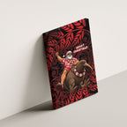 New Zealand Christmas Canvas Wall Art Red Santa Riding Kiwi Bird Silver Fern