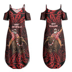 New Zealand Christmas Couples Matching Summer Maxi Dress and Hawaiian Shirt Red Santa Riding Kiwi Bird Silver Fern